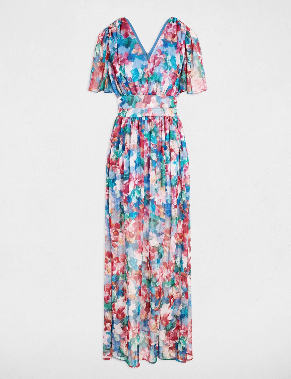 Langes flie&szlig;endes Kleid mehrfarbig damen