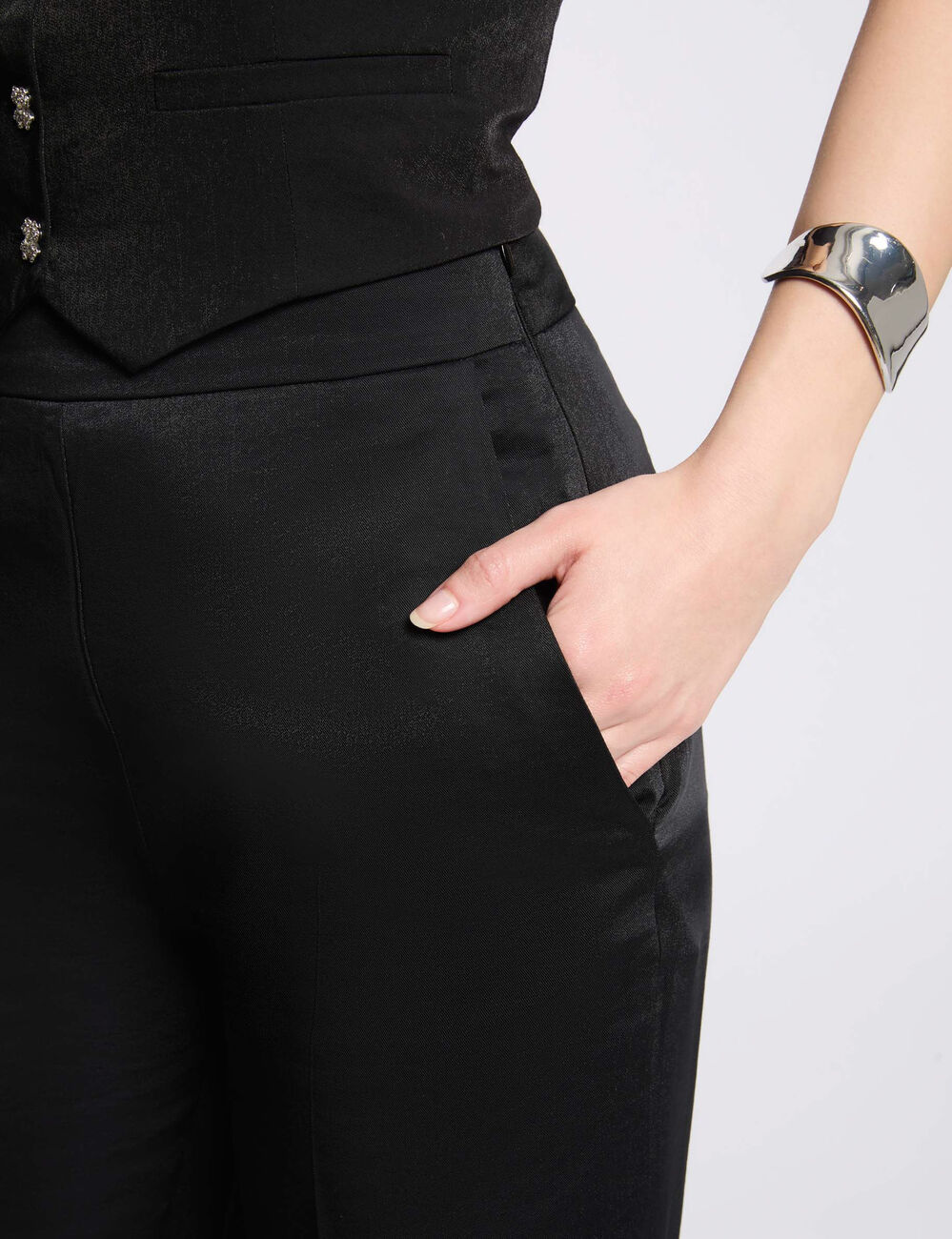 Pantalon large fluide noir femme