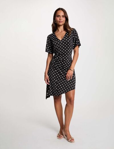 Asymmetrisches Kleid mit Punkten mehrfarbig damen