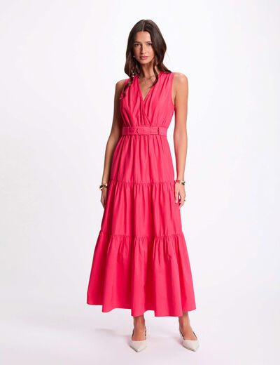 Robe longue droite rose fushia femme