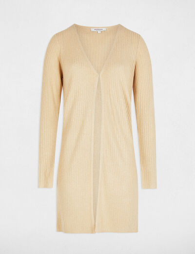 Lange Strickjacke mit V-Ausschnitt goldgelb damen