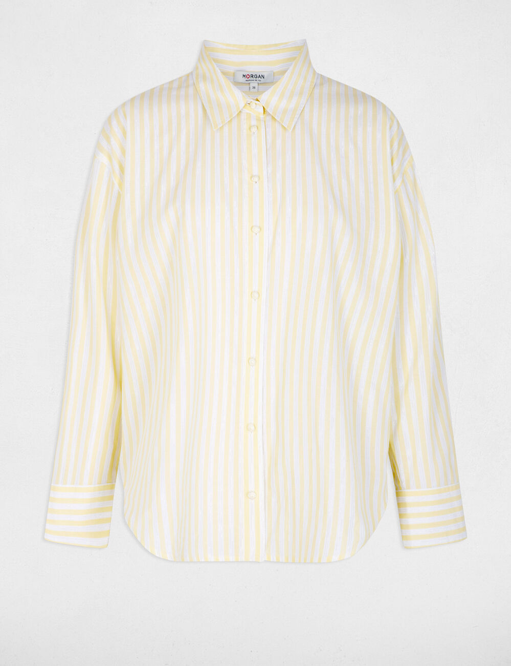 Gestreiftes Hemd mit Reverskragen hellgelb damen