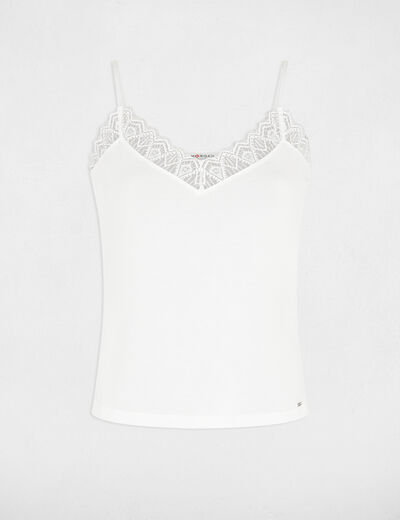 Tanktop mit Spitze elfenbein damen