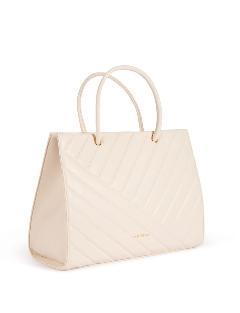 Sac cabas matelassé ivoire femme