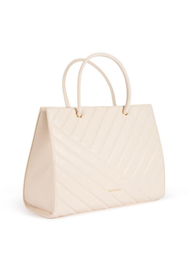 Sac cabas matelassé ivoire femme