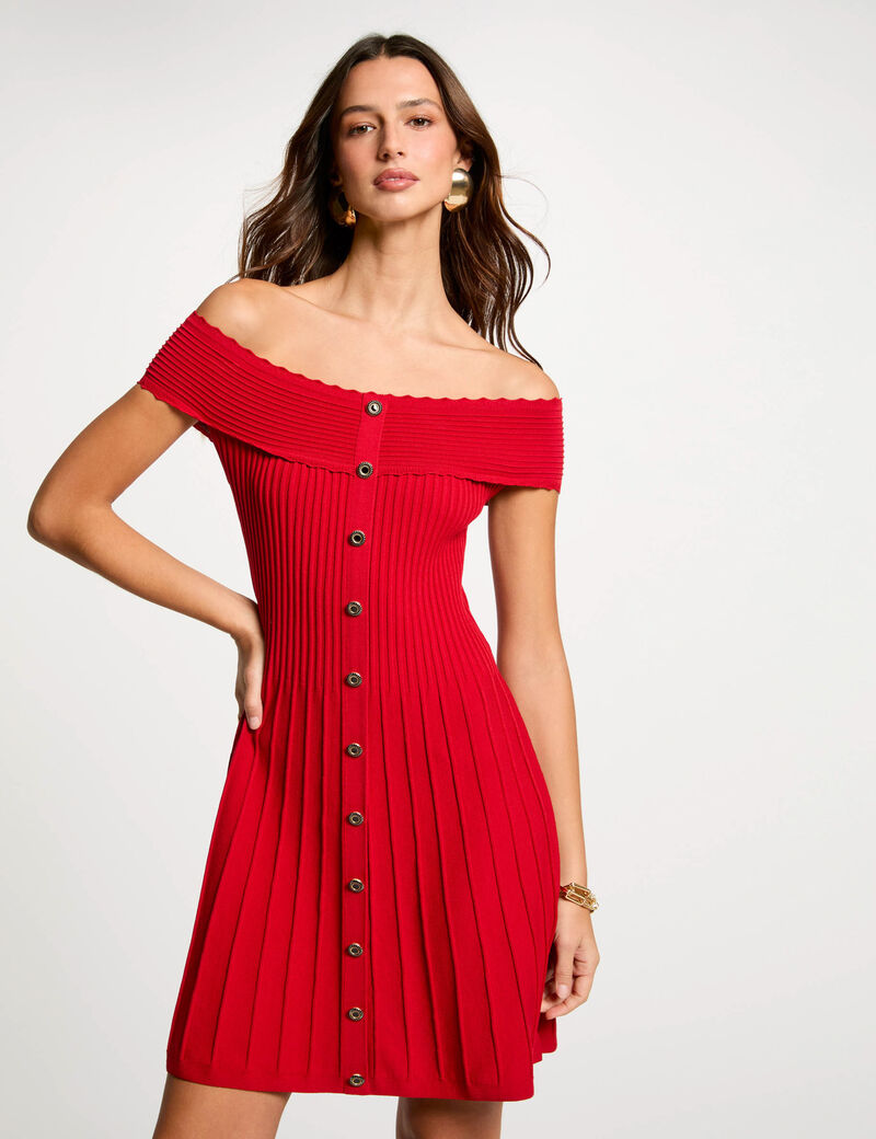 kurzes strickkleid in a linie rot damen Kurzes Strickkleid in A-Linie rot damen