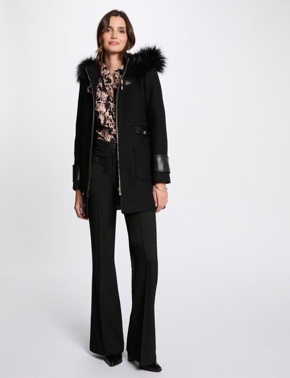 manteau details simili cuir noir femme Manteau détails simili cuir noir femme