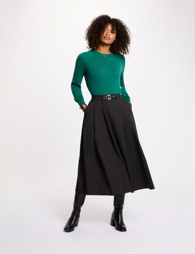 Jupe &eacute;vas&eacute;e taille haute noir femme