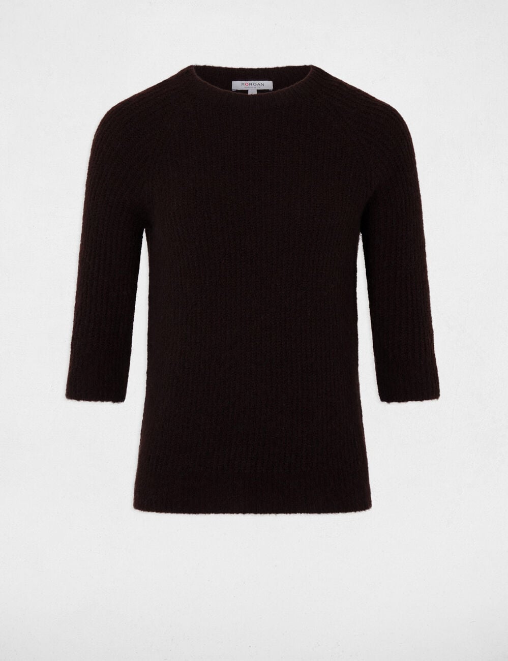 Flauschiger Strickpullover dunkelbraun damen