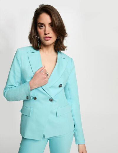 Blazer mit doppelter Knopfleiste himmelblau damen