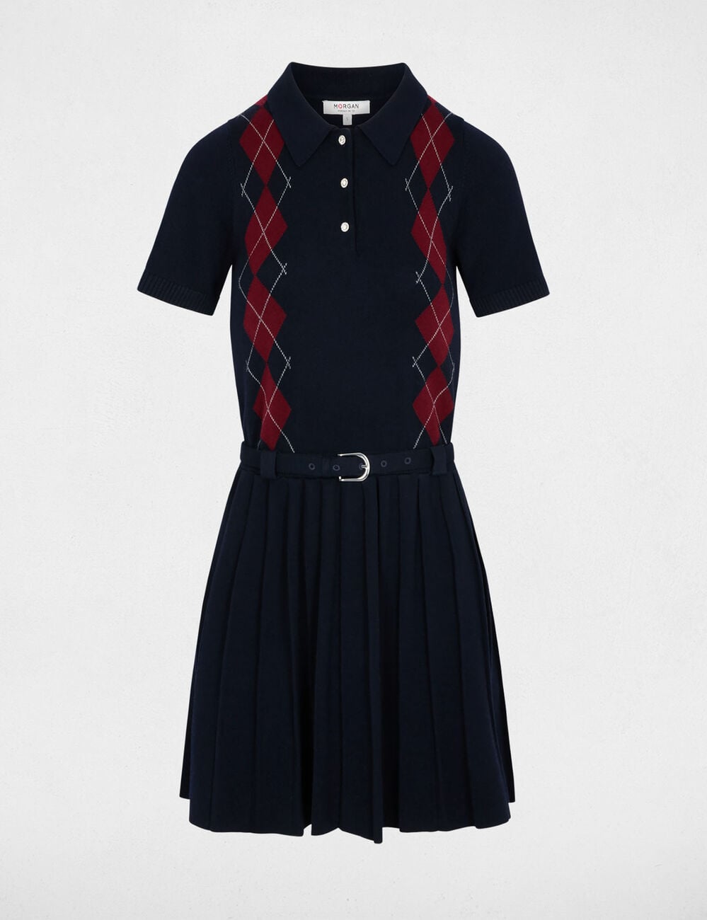 Strickkleid mit Reverskragen marineblau damen