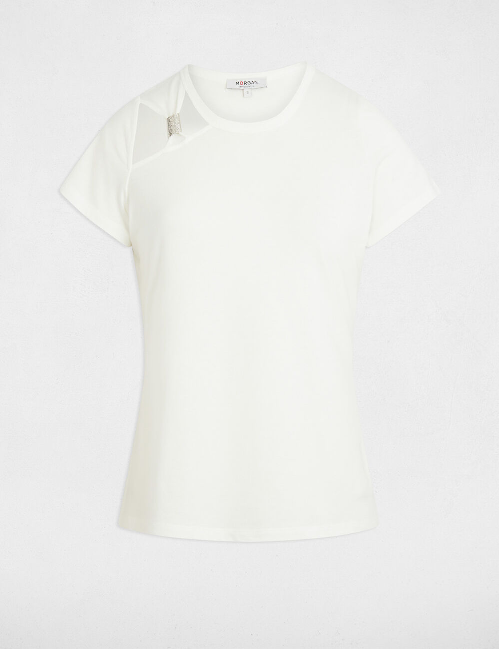 T-shirt mit kurzen Ärmeln weiss damen