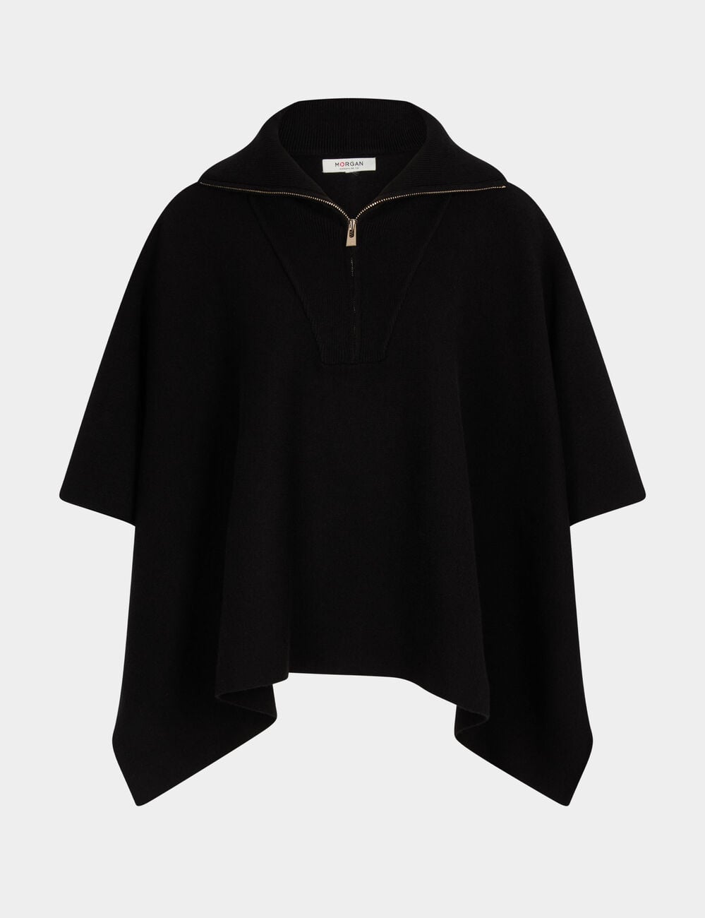 Poncho mit offenem Kragen schwarz damen