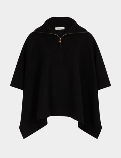 Poncho mit offenem Kragen schwarz damen