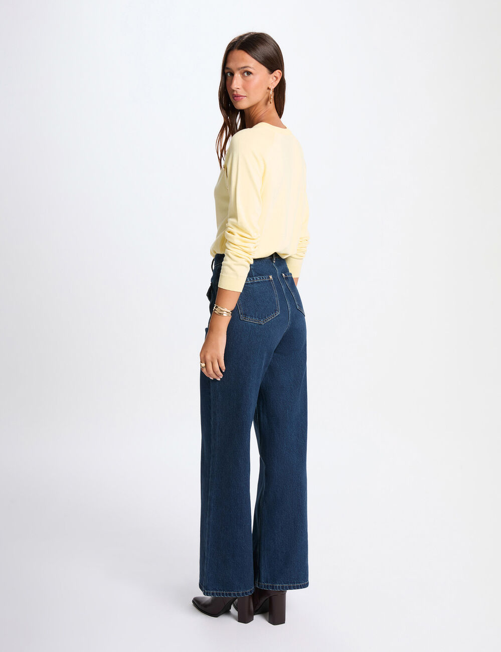 Figurbetonter Feinstrickpulli hellgelb damen