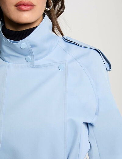 Trench court fluide bleu ciel femme