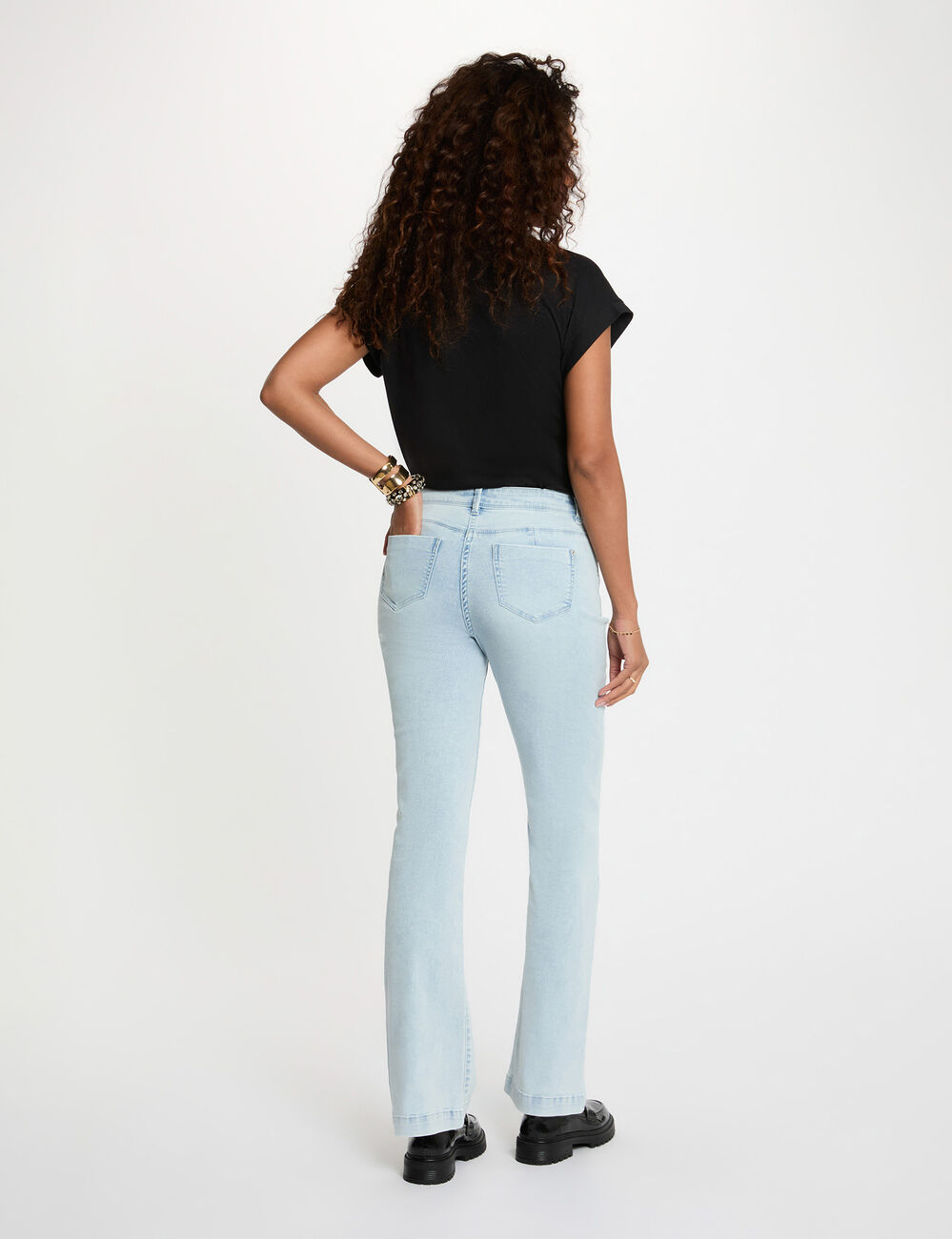 Jean bootcut denim bleach femme
