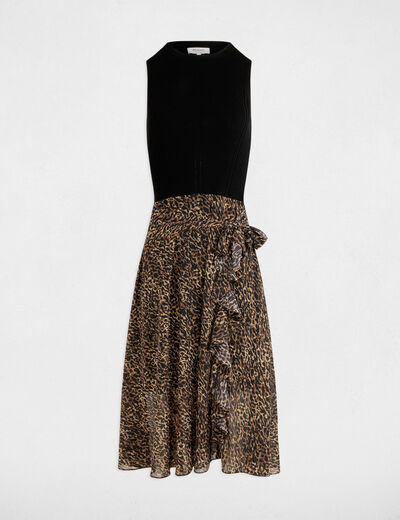 Robe évasée imprimée multicolore femme