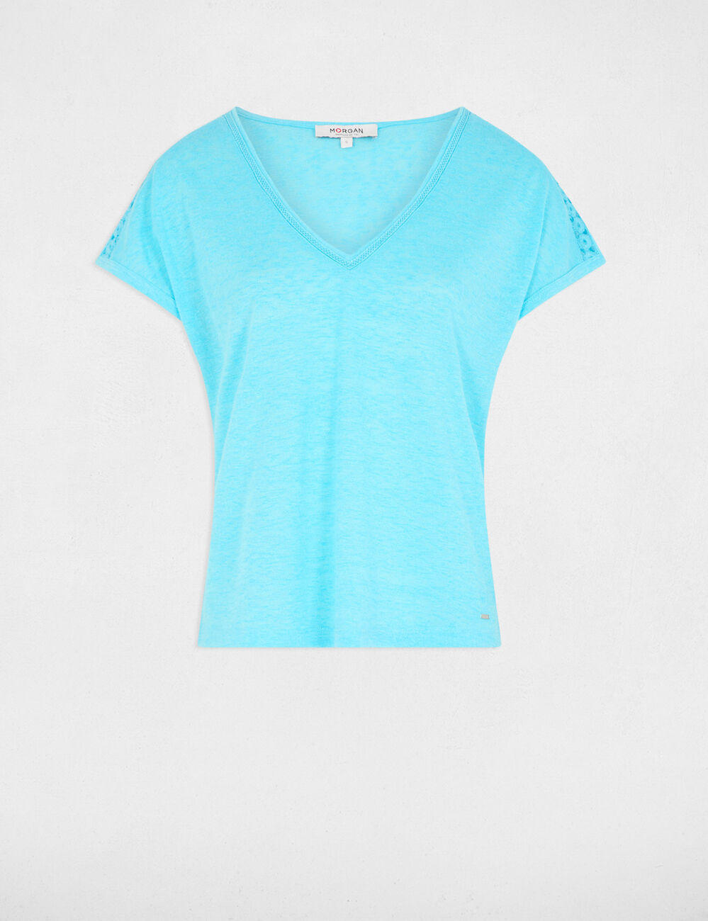 T-shirt manches courtes bleu ciel femme