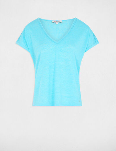 T-shirt mit kurzen Ärmeln himmelblau damen