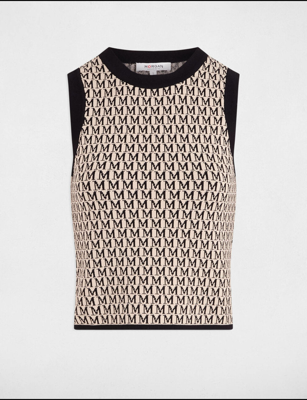 Ärmelloser Pullover mit Print sandfarben damen