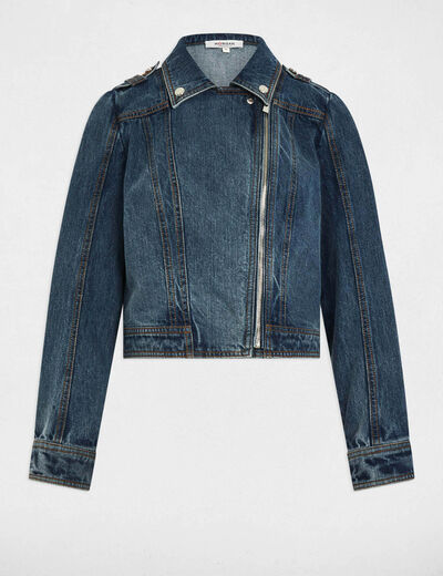 Veste courte en jean denim stone femme
