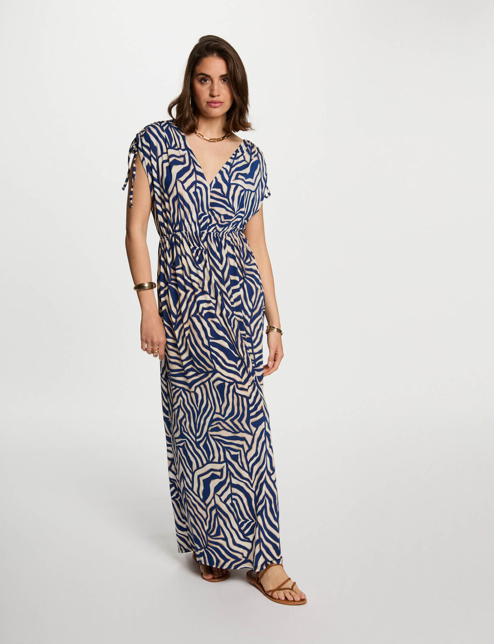 Langes gerades Kleid mit Muster mehrfarbig damen