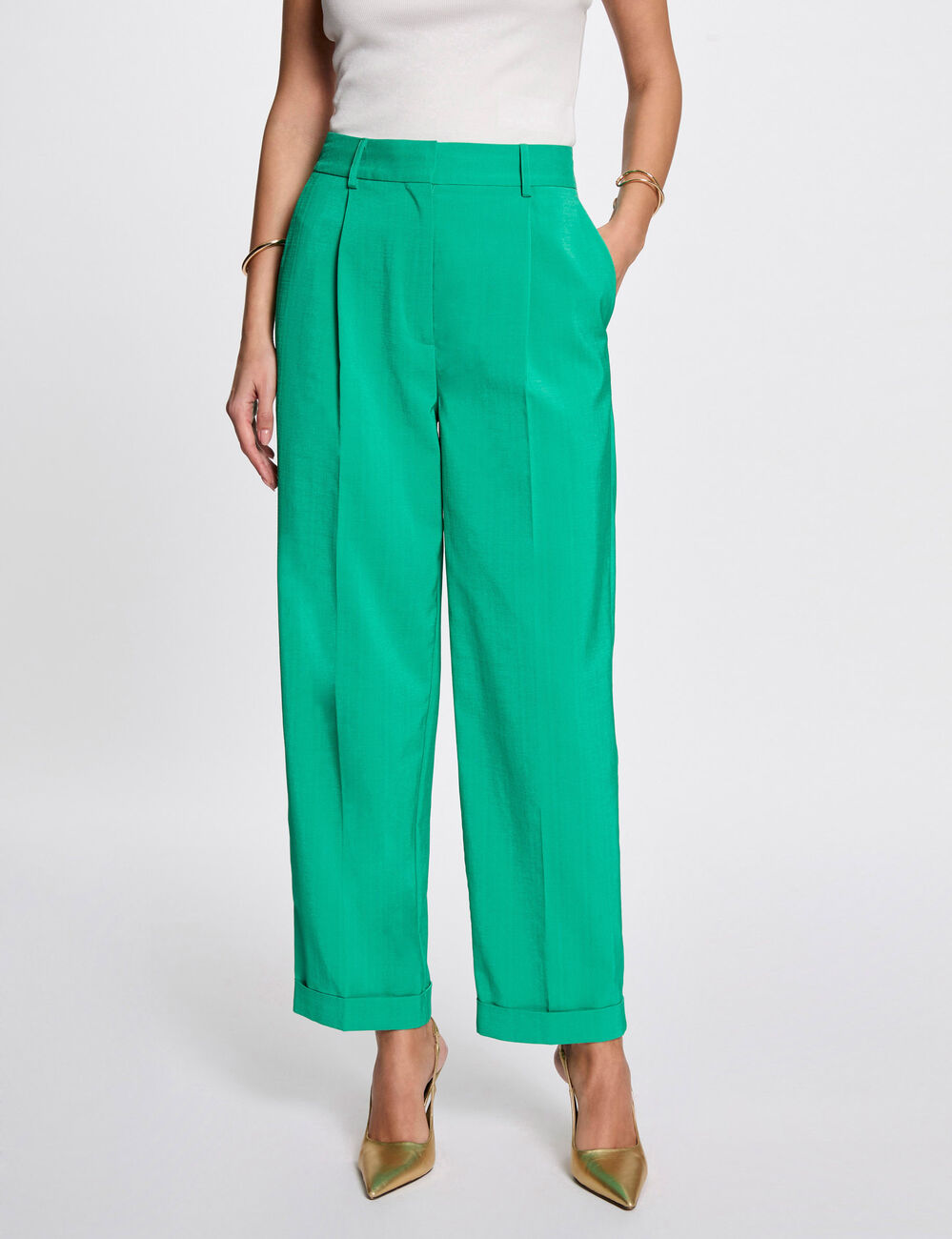 Gerade geschnittene Hose mit Abnähern smaragdgrün damen