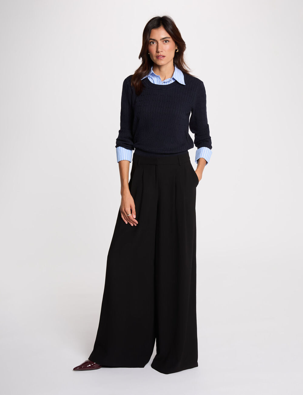 Pullover mit Reverskragen marineblau damen