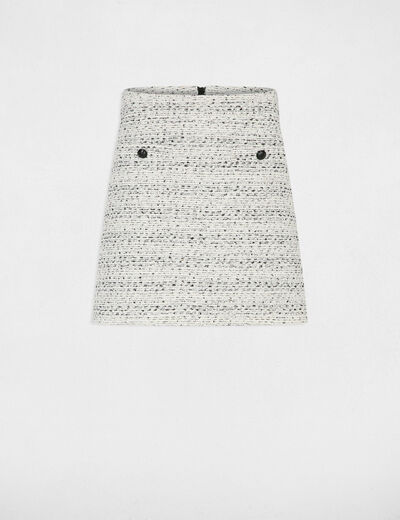 Jupe courte tweed ivoire femme