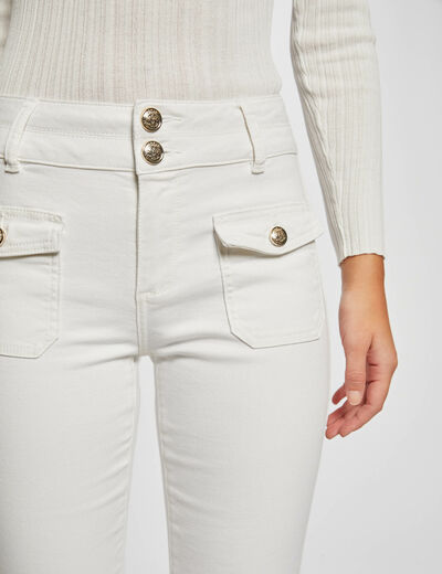 Bootcut-Jeans mit Pattentaschen elfenbein damen