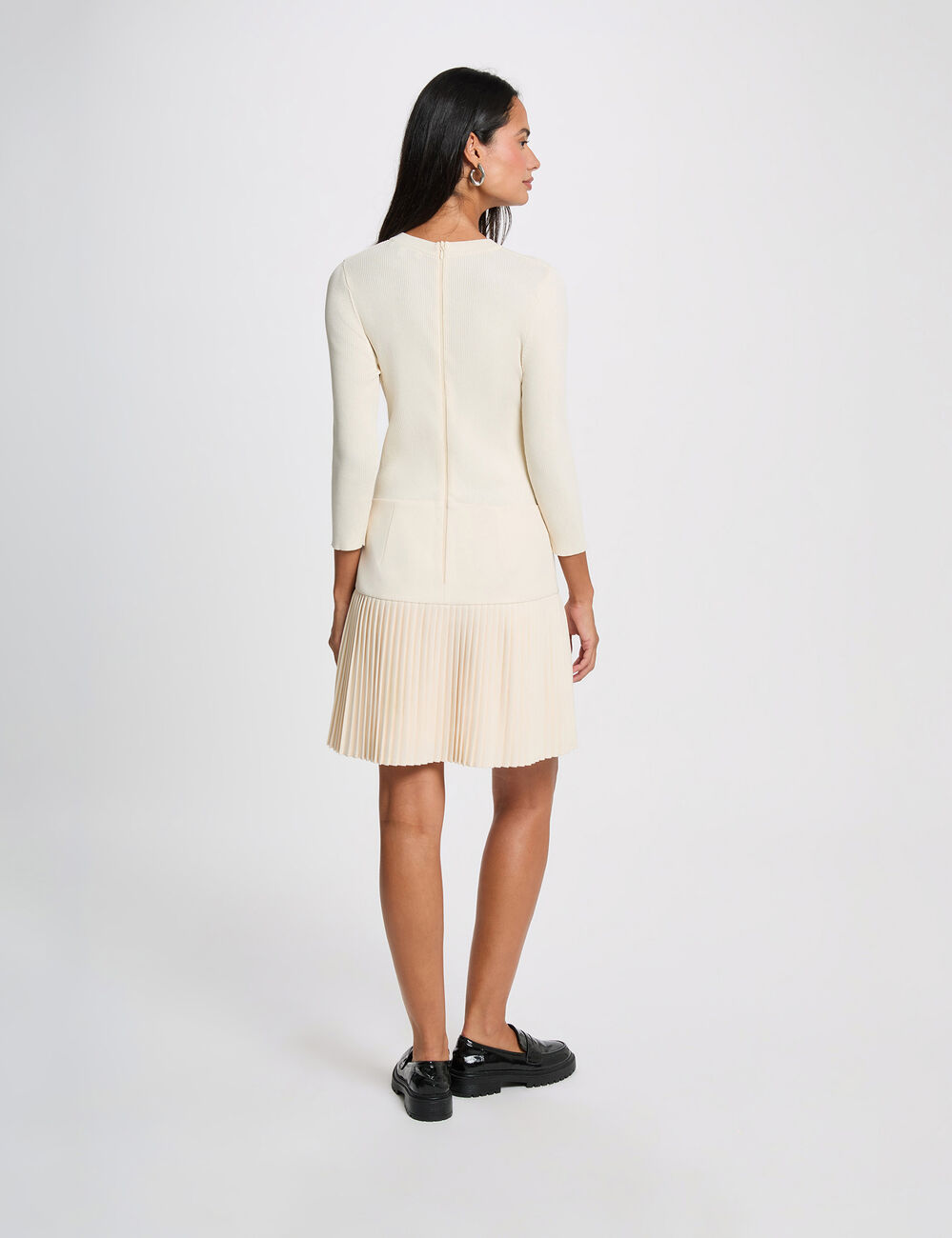 2-in-1 Faltenkleid elfenbein damen
