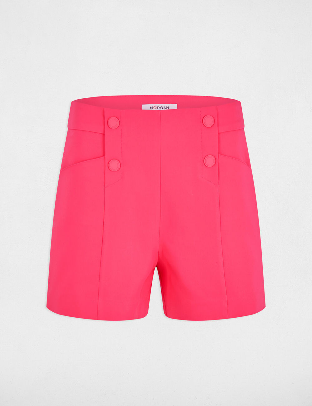 Short droit à pinces rose fushia femme