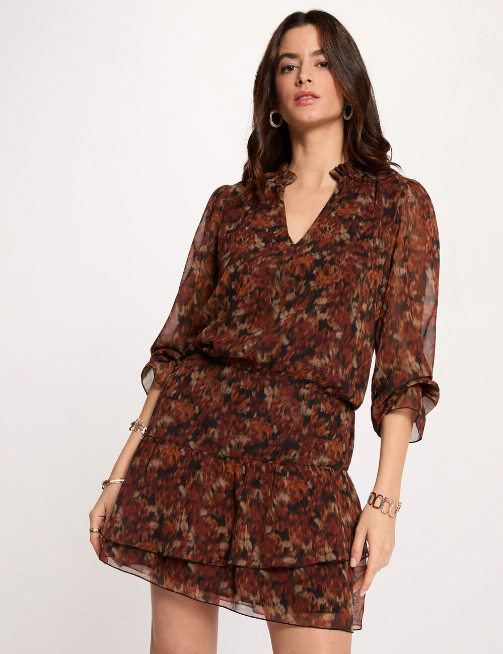 Robe courte ajust&eacute;e multicolore femme