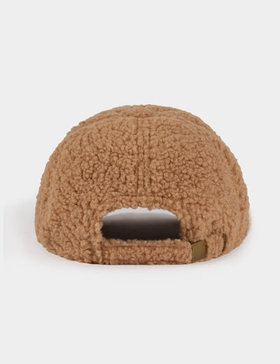 Casquette fausse fourrure camel femme