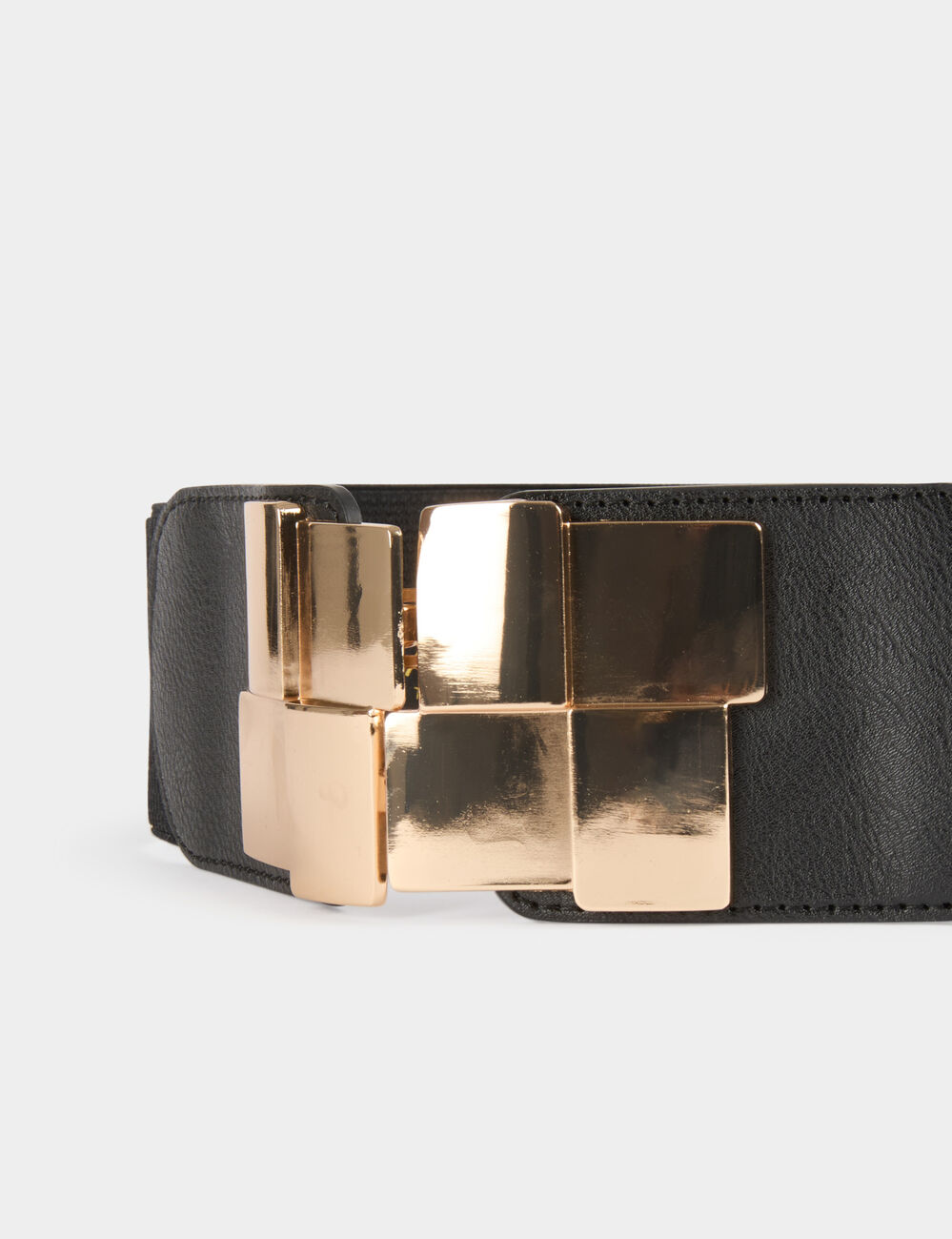 Ceinture élastiquée à boucles noir femme