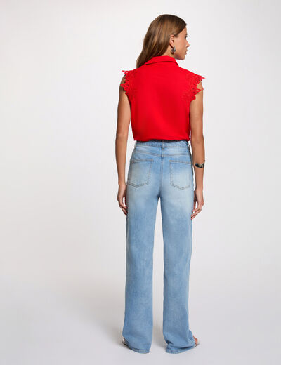 Chemise sans manches rouge vif femme