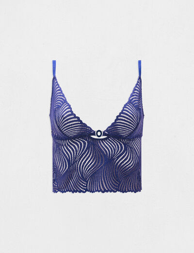 Top en dentelle bleu marine femme
