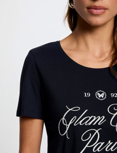 T-shirt mit Aufdruck marineblau damen
