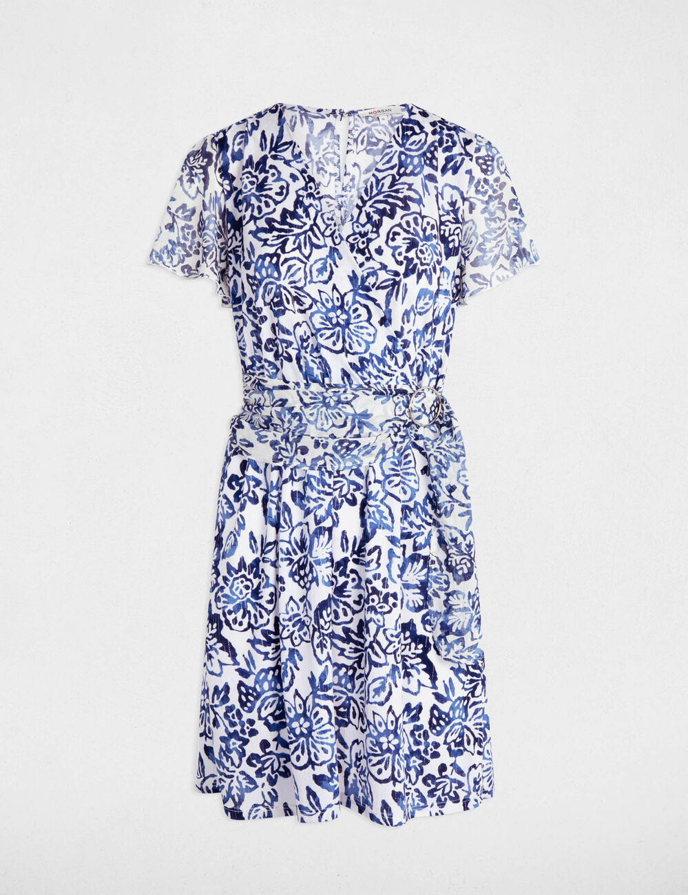 Robe courte droite imprimée multicolore femme