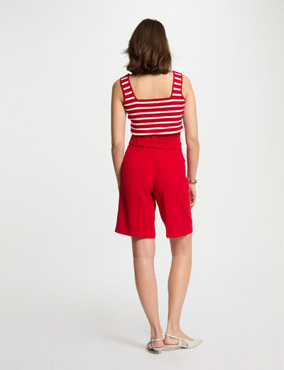 Bermuda droit à pinces rouge femme