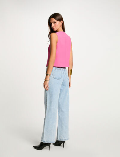 Gilet sans manches col en V rose femme