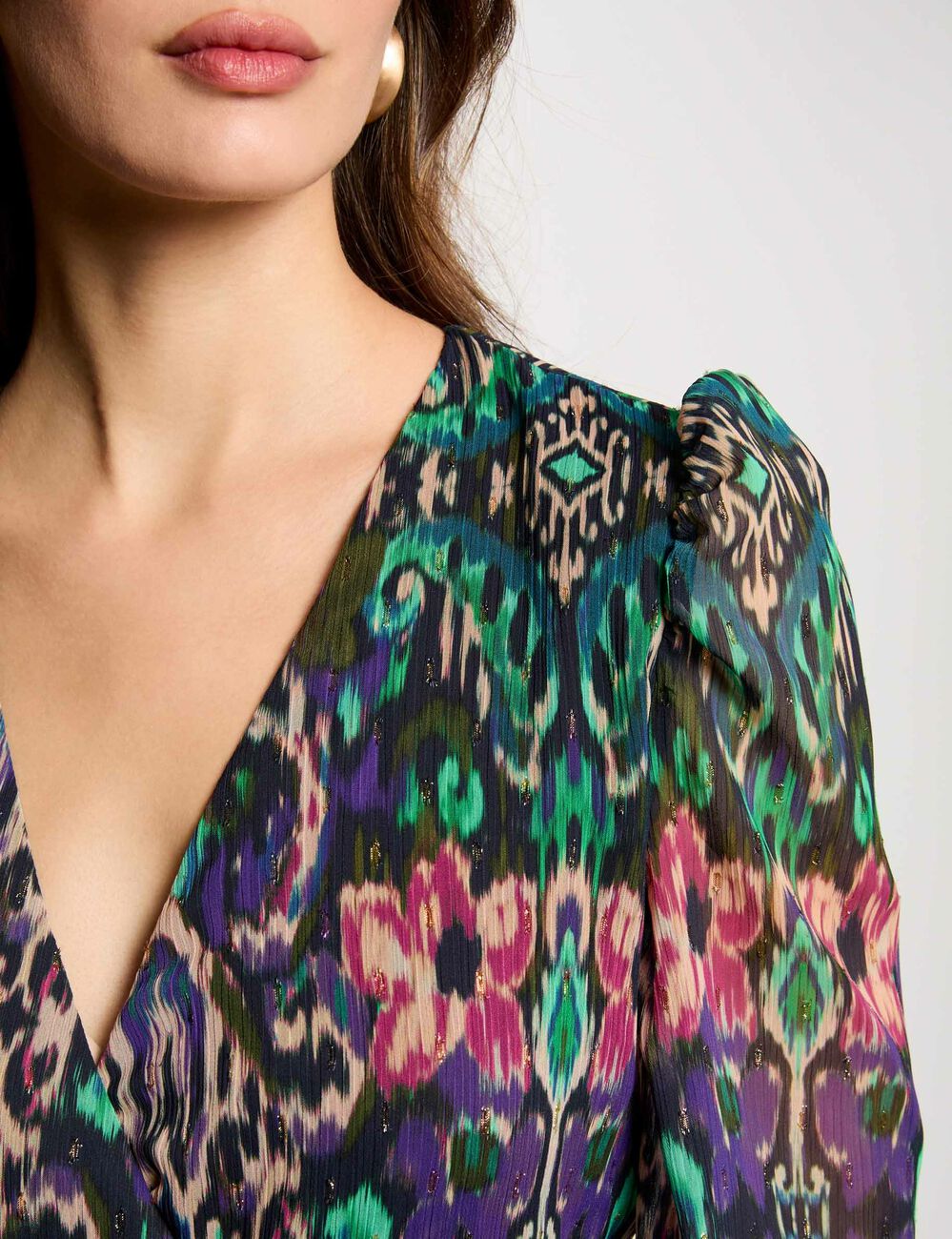 Kurzes, ausgestelltes Kleid mit Print mehrfarbig damen