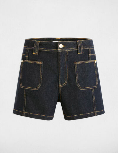 Shorts mit hohem Bund aus Jeans rohes denim damen