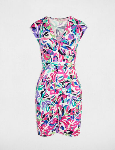 Robe courte ajustée imprimée multicolore femme