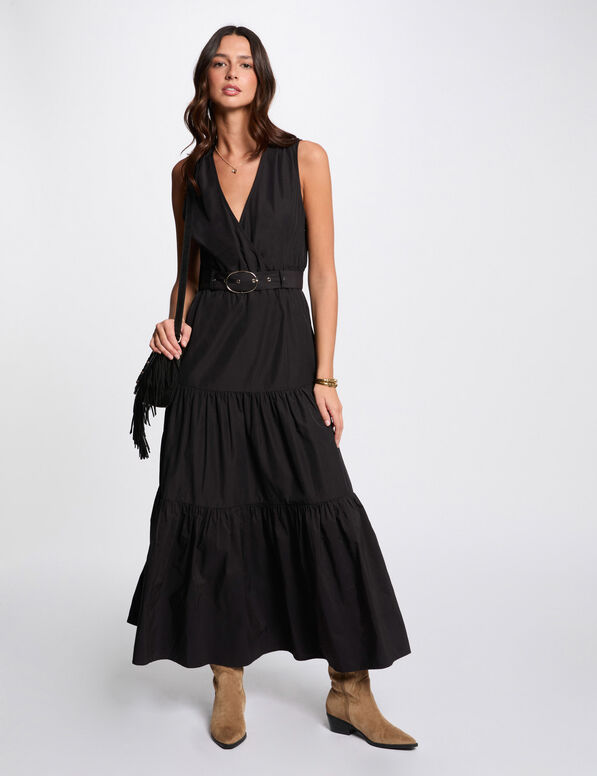 Langes, gerade geschnittenes Kleid schwarz damen