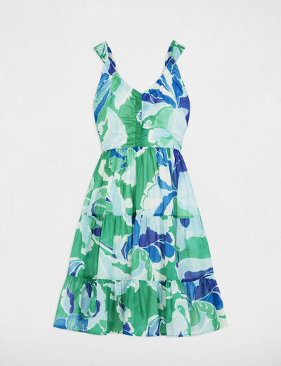 Robe courte trapèze imprimée multicolore femme