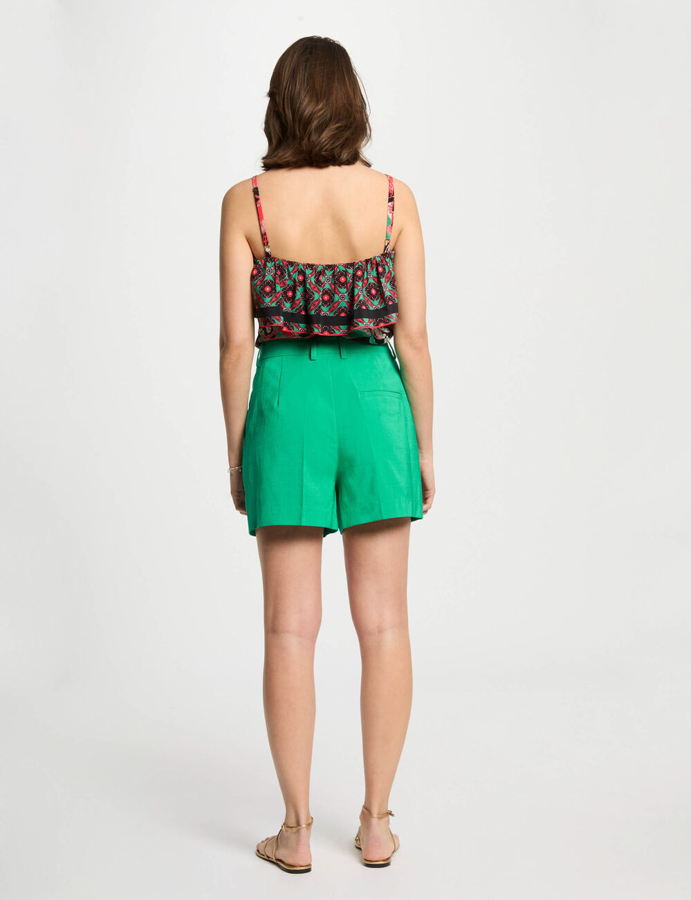 Short fluide à pont vert émeraude femme