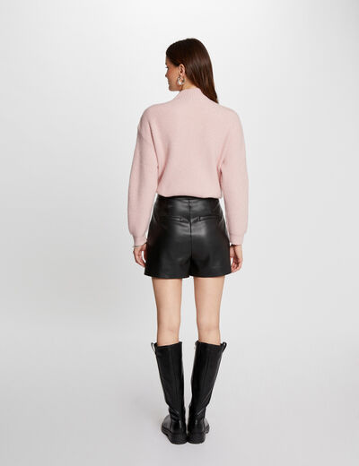 Pull manches longues avec boutons rose clair femme