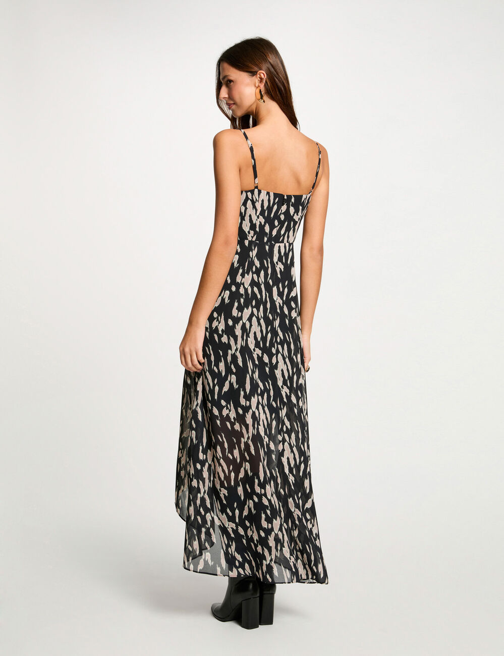 Fließendes langes Kleid schwarz damen